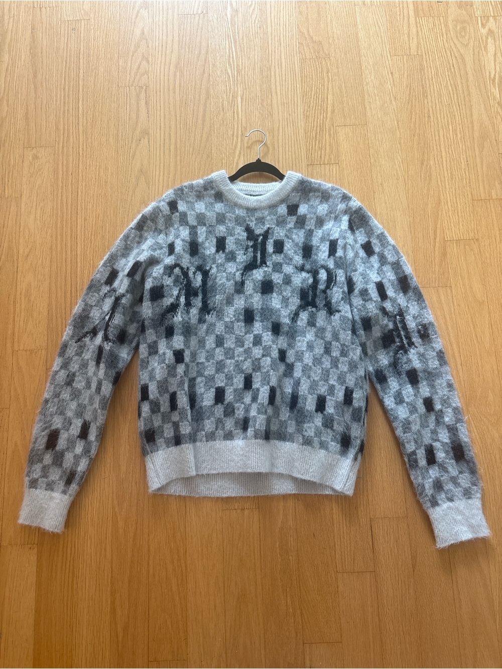 AMIRI Checkerboard Mohair & Baby Alpaca Knit Sweater